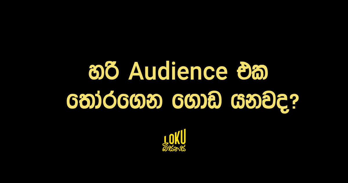 දොඩම් ගොඩම බදාගෙන අමාරුවේ වැටෙනව ද? හරි Audience එක තෝරගෙන ගොඩ යනව ද?