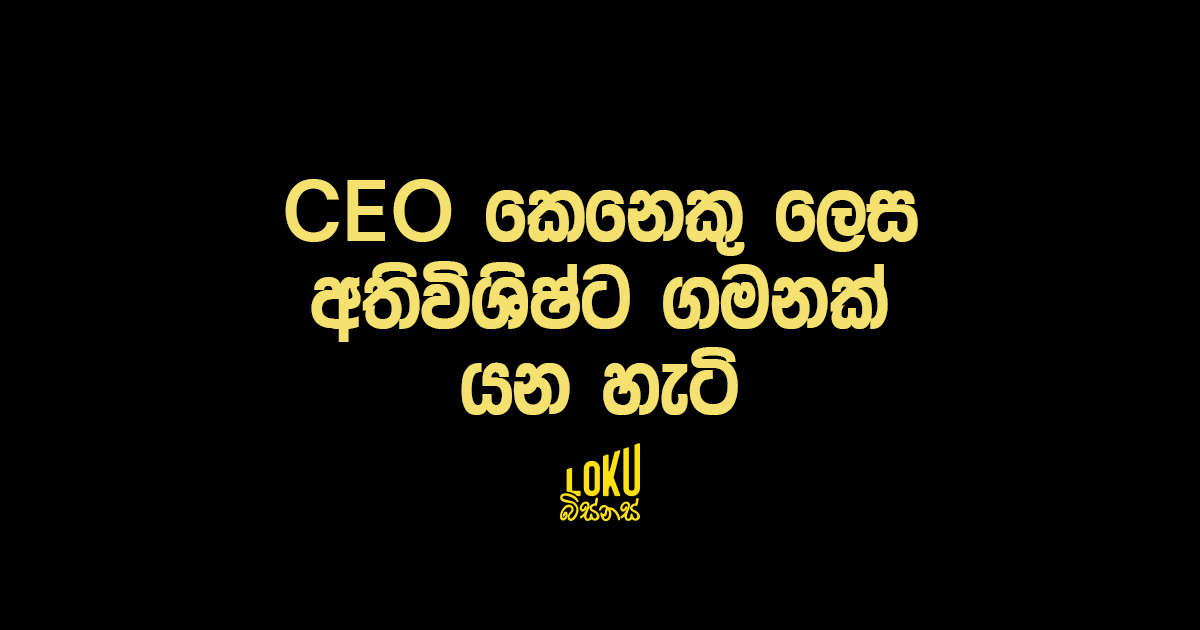CEO කෙනෙකු ලෙස අතිවිශිෂ්ට ගමනක් යන හැටි